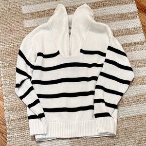NWOT Zara Stripe Half-Zip Sweater